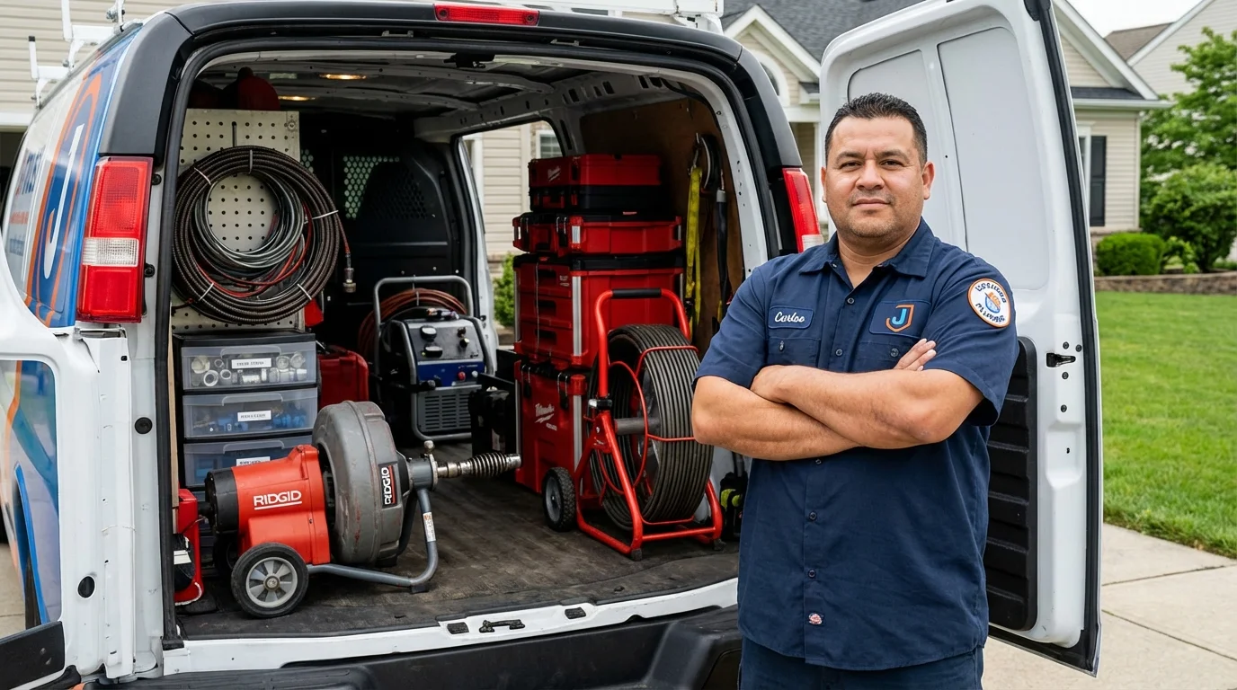 Professional drain cleaning equipment and Johns Plumbing LLC plumber in Rock Rapids