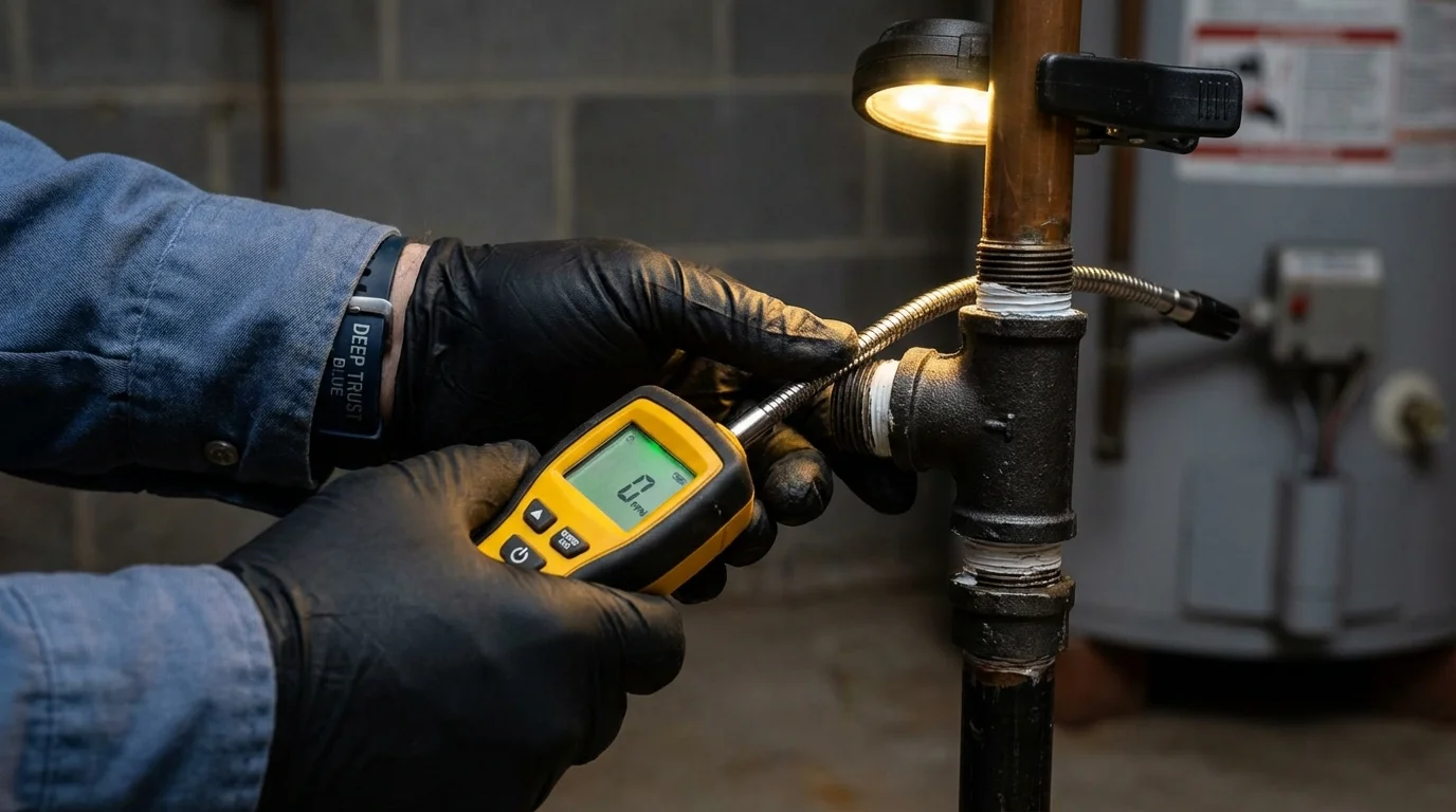 Gas leak detection with electronic sniffer by Johns Plumbing LLC in Rock Rapids